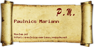 Paulnics Mariann névjegykártya
